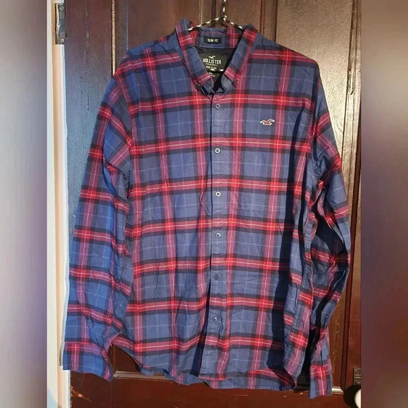 Hollister Other - Hollister Casual Mens Buttown-down Slim Fit Longsleeve Size XXL Blue And Red